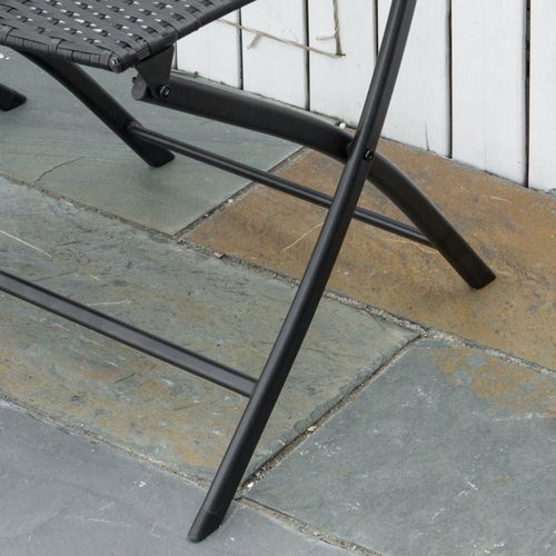 Salon De Jardin Outsunny 2 Pers Bistrot Polyrattan Brun, Table + 2 Chaises Pliantes