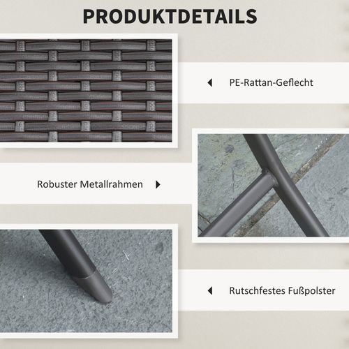 Salon De Jardin Bistro Outsunny 2 Pers, Polyrattan Noir, Pliable, Idéal Balcon Terrasse