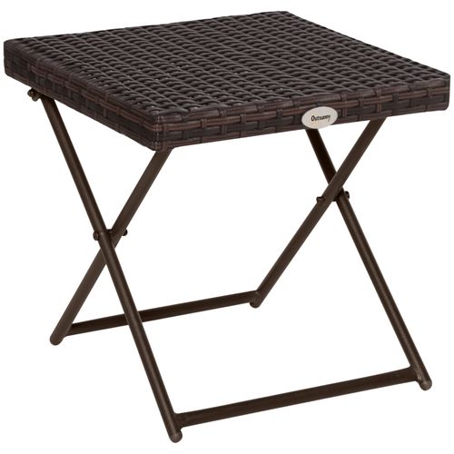 Table De Jardin Carrée 40×40 Cm Pliable En Polyrattan Et Métal Brun, Résistante Uv/météo