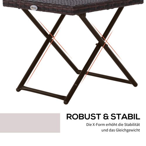 Table De Jardin Carrée 40×40 Cm Pliable En Polyrattan Et Métal Brun, Résistante Uv/météo
