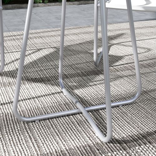 Salon De Jardin 3 Pièces Métal Et Mesh Gris Clair Avec Table D.60 Cm Et 2 Chaises Confortables
