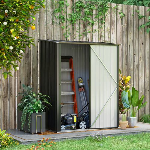 Armoire De Jardin Acier Galvanisé Noir Avec Toit En Pente Et Porte Verrouillable