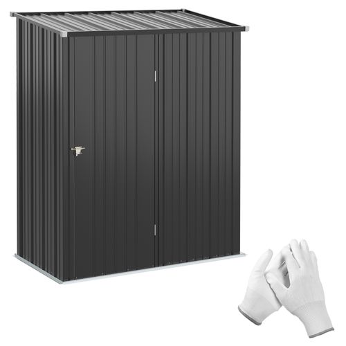 Armoire De Jardin Acier Galvanisé Noir Avec Toit En Pente Et Porte Verrouillable
