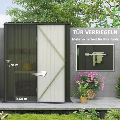 Armoire De Jardin Acier Galvanisé Noir Avec Toit En Pente Et Porte Verrouillable