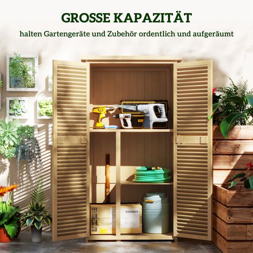 Armoire De Jardin - Contemporain - Et Sapin Huilé Jaune Clair Avec Toit Bitumé - Portes Lattes