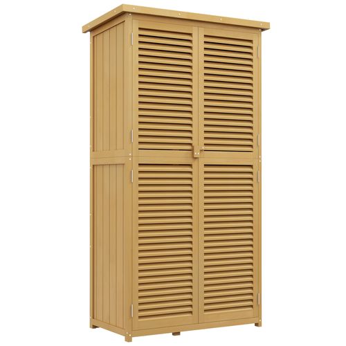 Armoire De Jardin - Contemporain - Et Sapin Huilé Jaune Clair Avec Toit Bitumé - Portes Lattes