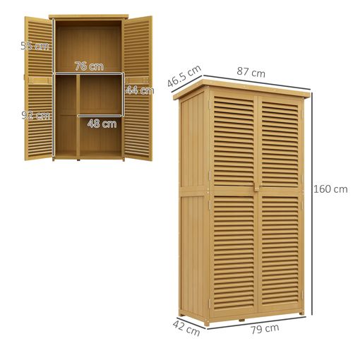 Armoire De Jardin - Contemporain - Et Sapin Huilé Jaune Clair Avec Toit Bitumé - Portes Lattes