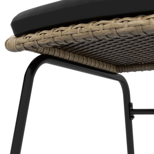 Salon De Jardin 3 Pièces Rotin Pe Jaune Avec Coussins, 2 Chaises Et Table Cadre Acier Moderne