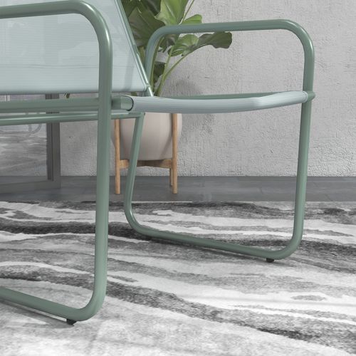 Salon De Jardin Bistro 3 Pièces Métal Et Tissu Mesh Vert Avec 2 Chaises Et Table Moderne