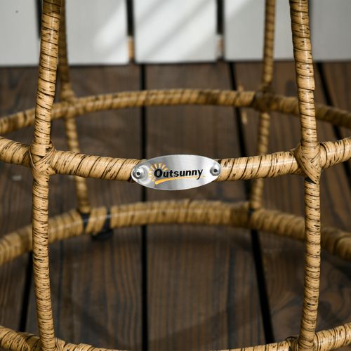 Salon Bistro De Jardin 3 Pièces Rotin Pe Sable Et Gris, 2 Fauteuils + Table, Coussins Inclus