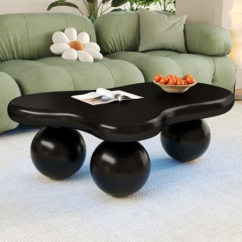 Table Basse Nuage En Mdf Noir Avec LED 16 Couleurs, Design Moderne Et Sécurisé Pour Salon