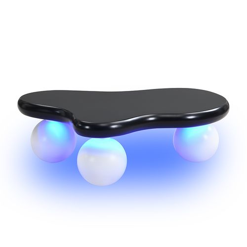 Table Basse Nuage Mdf Noir Et Blanc Avec LED 16 Couleurs, Design Ludique Et Sécurisé
