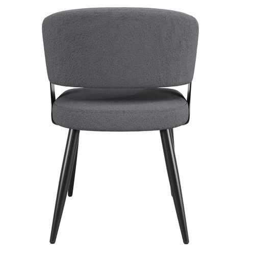 Lot De 2 Chaises De Salle à Manger En Flanelle Gris, Fauteuil Avec Dossier Incurvé, Pieds En Métal