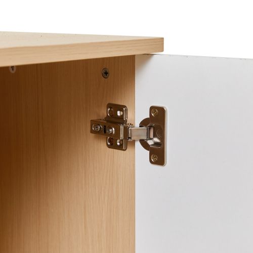 Vestiaire D'entrée Bois Et Blanc Avec Miroir, Banc à Chaussures, 4 Patères, 2 Tiroirs, Étagères