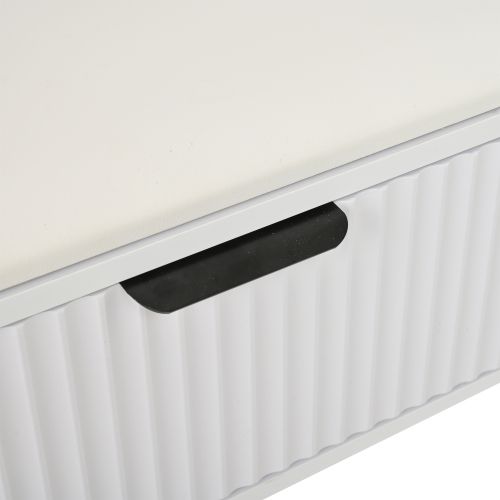 Vestiaire D'entrée Blanc Avec 8 Patères, 2 Tiroirs, Banc à Chaussures Et Étagères