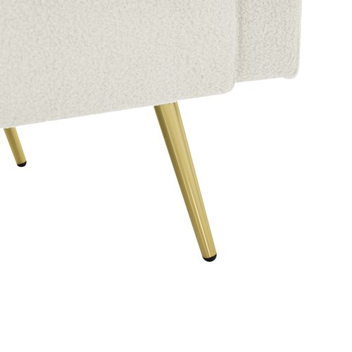 Canapé Convertible 2 Places, Tissu En Laine, Poches Latérales Pratiques, blanc, 175x64x72 Cm