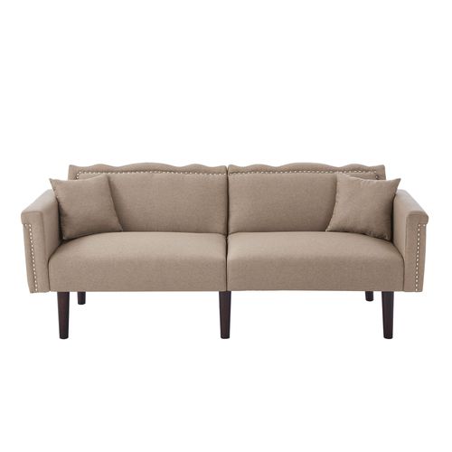 Canapé Convertible 2 Places, Dossiers Réglables, Coton Et Lin, Brun Antique,176x72x72 Cm