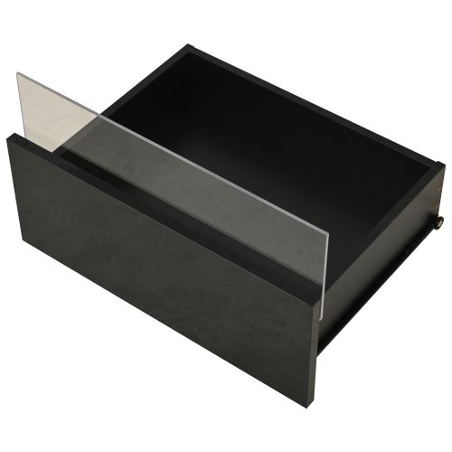 Table Basse Rectangulaire Noire Lumineuse Avec Éclairage LED, 2 Tiroirs, Dosseret En Acrylique