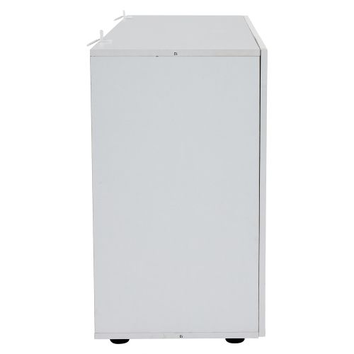 Buffet De Salon Avec Éclairage LED, Étagères En Verre, 3 Portes, Blanc Et Bois