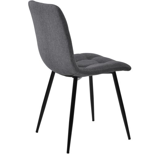 Lot De 4 Chaises De Salle à Manger Avec Dossier, Assise En Lin Gris Foncé, Structure En Métal