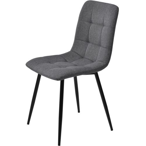Lot De 4 Chaises De Salle à Manger Avec Dossier, Assise En Lin Gris Foncé, Structure En Métal