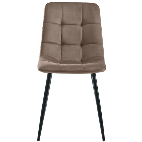 Lot De 4 Chaises De Salle à Manger Avec Dossier, Assise En Velours Marron, Structure En Métal