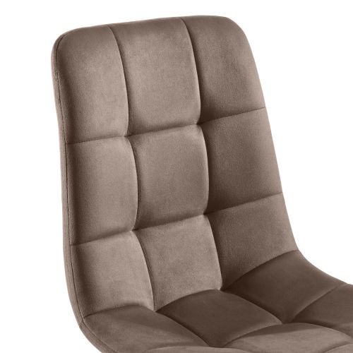 Lot De 4 Chaises De Salle à Manger Avec Dossier, Assise En Velours Marron, Structure En Métal