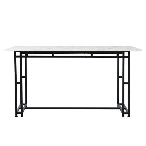 Table à Manger Rectangulaire 140x80 Cm Avec Pieds En Métal Noir