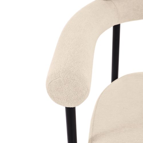 Lot De 2 Chaises De Salle à Manger En Tissu Suédé Beige, Sièges En Anneau, Moderne Et Simple