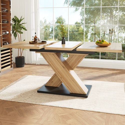 Table à Manger Bois Extensible 119-158,5x80 Cm, Pour Cuisine Et Salon