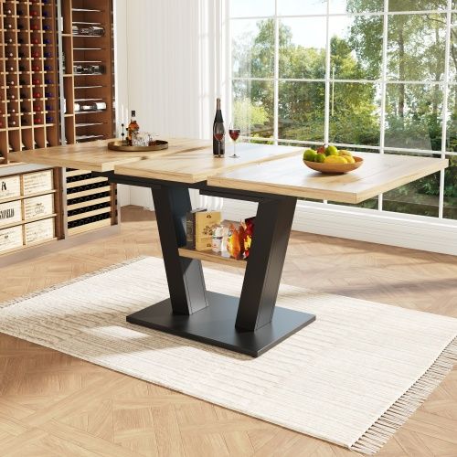 Table à Manger Bois Extensible 118-157x70x75 Cm, Pour Cuisine Et Salon, Table à Manger