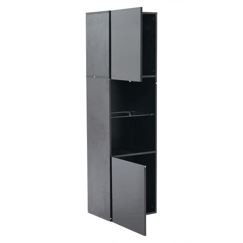 Vitrine Noire LED, 2 Portes Et Étagère En Verre Trempé – Rangement Élégant Et Moderne
