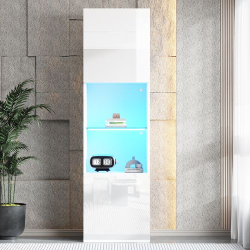Vitrine Blanche LED, 2 Portes Et Étagère En Verre Trempé – Rangement Élégant Et Moderne