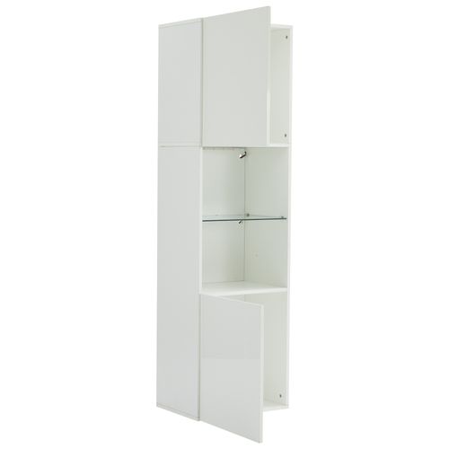 Vitrine Blanche LED, 2 Portes Et Étagère En Verre Trempé – Rangement Élégant Et Moderne