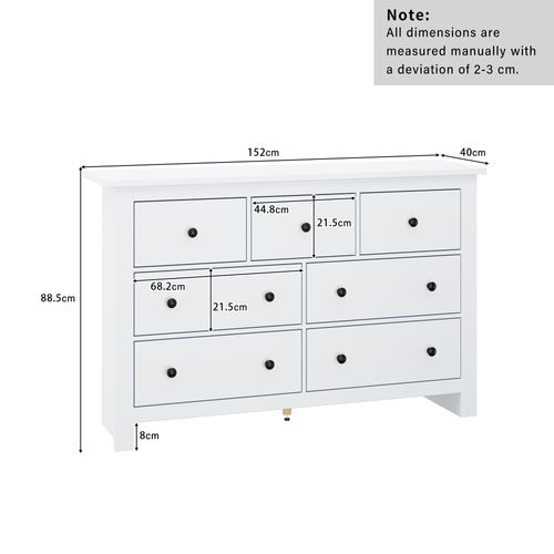 Buffet Blanc Avec 7 Tiroirs – Commode Avec Rangement Multifonctionnel