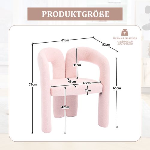 Lot De 2 Chaises De Salle à Manger En Tissu Teddy, Rose
