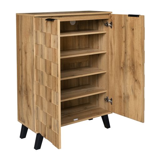 Meuble à Chaussures,2 Portes Avec Poignées,étagères Réglables,aggloméré,bois