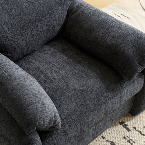Fauteuil 1 Place - Moderne Avec Mousse Haute Résilience Et Cadre Bois Métal - Chenille Gris