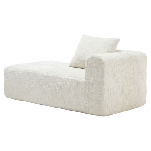 Méridienne Style Moderne Avec Poches Latérales - Revêtement Chenille - Beige