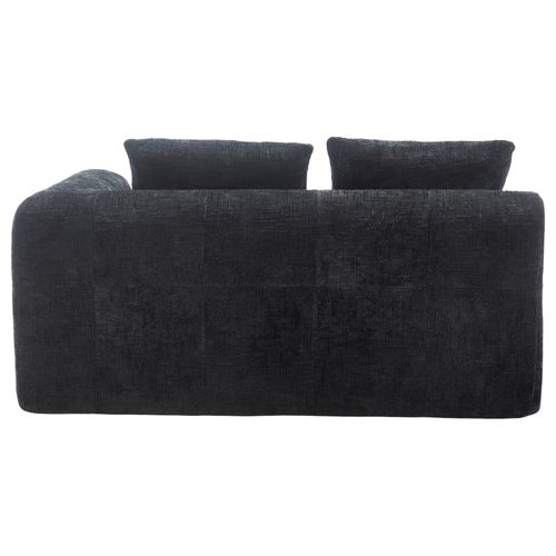 Méridienne 2 Places Style Moderne Avec Coussin Et Poches Latérales - Revêtement Chenille - Noir