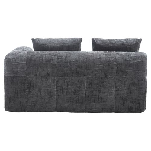 Méridienne 2 Places Style Moderne Avec Poches Latérales Et Coussin - Revêtement Chenille - Gris