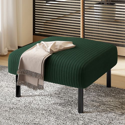 Pouf Confortable En Velours Côtelé Avec Structure Métal - Émeraude