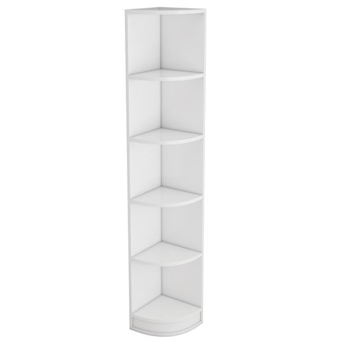 Bibliothèque - Bibliothèque D'angle - 5 Étagères - Mdf - 40 X 30 X 180 Cm - Blanc