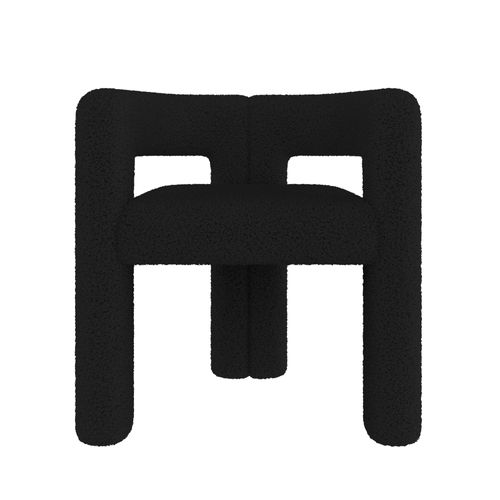 Fauteuil Design Ergonomique Cadre Rond Revêtement Teddy - Structure Métallique - Noir