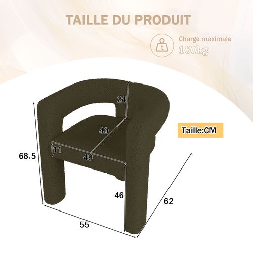 Fauteuil Design Ergonomique Cadre Rond Revêtement Teddy - Structure Métallique - Émeraude