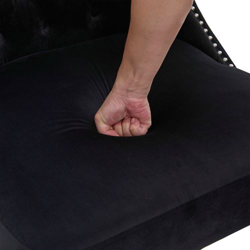 Fauteuil Moderne De Salon Et Coussin Rembourré - Velours, Pieds Bois - Noir