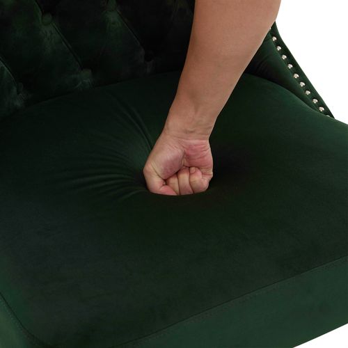 Fauteuil Moderne De Salon Et Coussin Rembourré - Velours, Pieds Bois - Vert