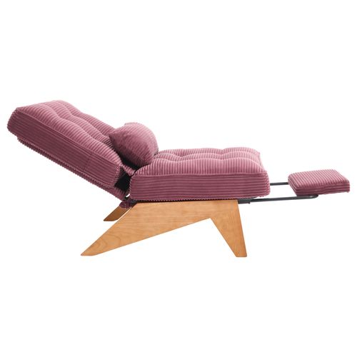 Fauteuil - Lounge Moderne Avec Repose-pieds, Dossier Réglable Et Coussin Lombaire - Bordeaux