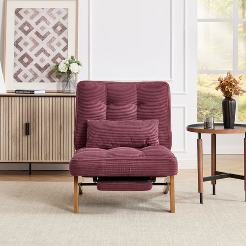 Fauteuil - Lounge Moderne Avec Repose-pieds, Dossier Réglable Et Coussin Lombaire - Bordeaux