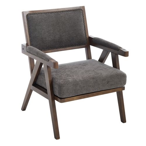 Fauteuil - Style Scandinave 1 Place Avec Accoudoirs Et Assise Confortable En Lin - Gris